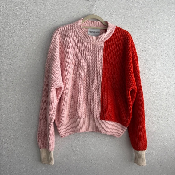 Valentine Witmeur Lab Pink/Red Knit Crew Neck Cotton & Cashmere Blend Sweater - Picture 1 of 7